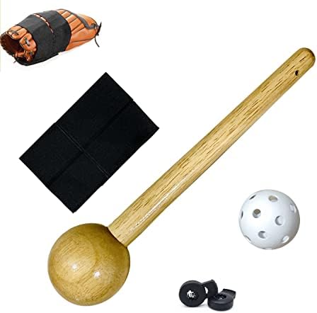 Baseball Glove Mallet Set, 5Pack Glove Break-in Kit for Softball Glove, Catchers Mitt, Glove Shaping, Wooden Handle, with Plastic Ball, Softball Glove Wrap, Glove Locks