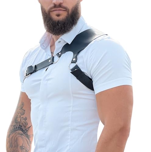 Men's Leather Chest Harness Body Chain Adjustable Gothic Vest Shoulder Armors Strap Steampunk Belt Rave Clubwear Costume