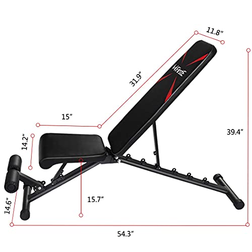 FirstE Adjustable Weight Bench, Portable Strength Training Bench, Flat Incline Decline Full Body Exercise Men/Women Fitness Bench, Foldable Workout Bench for Home Gym Indoor, 550lbs Capacity - Image 8