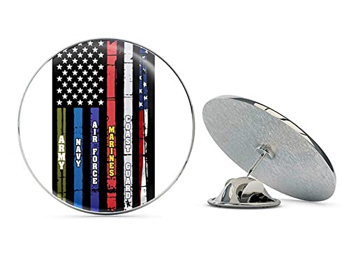 Distressed Military Flag, Army, Navy, Air Force Marines, Coast Guard Metal 0.75" Lapel Hat Pin Tie Tack Pinback2