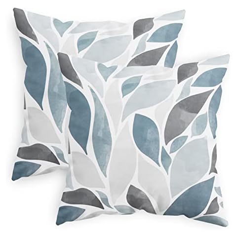 CaliTime Throw Pillow Cases Pack of 2 Cozy Fleece Falling Dahlia Floral Flowers Petals Decorative Cushion Covers for Couch Bed Sofa Farmhouse Decoration 18 X 18 Inches Smoke Blue Grey Cover