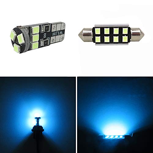 Image of WLJH 17pcs 12V LED Interior Lights Package Kit+ License Plate Light Lamp Accessories for BMW E46 M3 1999-2006 Sedan Wagon Coupe Ice Blue | Canbus, Cool Ice Blue Interior Illumination, Dome and Map Lights, Footwell and Courtesy Lights, License Plate Lights, 17-Pack