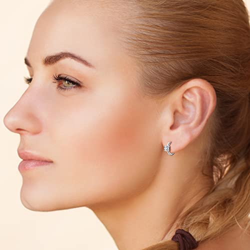 Huggie Hoop Earrings For Women Moissanite Diamond White Gold 925 Sterling Silver Hypoallergenic Earring Aretes Para Mujer Christmas New Year Anniversary Birthday Mothers Day Gifts For Mom Her Wife Girlfriend #TOP2