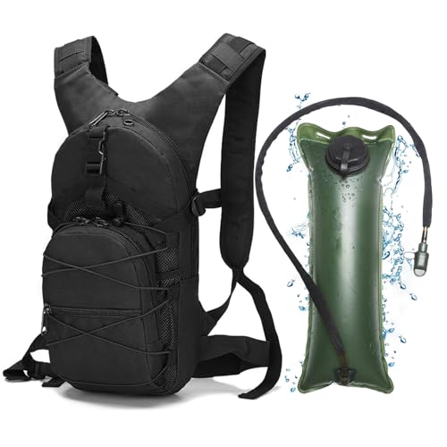 RAPIDSKY Mochila de hidratación táctica, bolsa de agua ligera de 3 litros, mochila de senderismo con burbuja de agua para hombres, mujeres, ciclismo, correr, caza