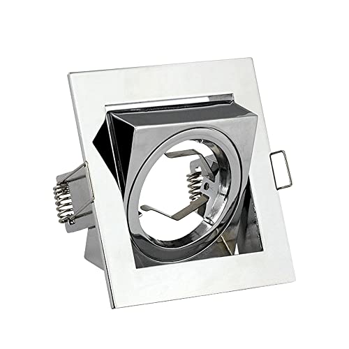 Luces de techo empotrables cuadradas ajustables - Modernas luces LED cromadas GU10 con bloqueo giratorio, focos IP20 para pasillo, sala de estar, dormitorio Cover