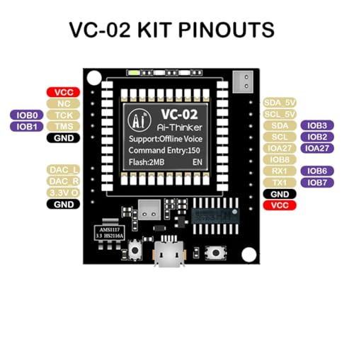Image of Ai-Thinker VC-02 Voice Recognition Development Kit with Speaker | Offline AI Voice Module | UART Control | for Arduino, ESP32, DIY Projects (Not Plug & Play)