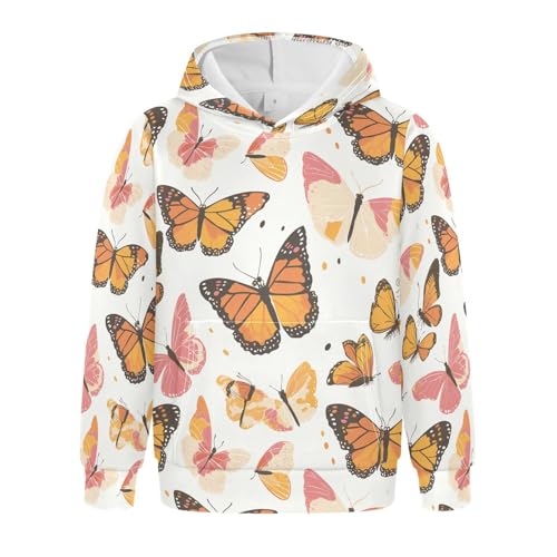 KLL Monarch Butterfly Toddlers and Boys' Sweatshirts Sweater Casual Cool Hoodie Clothes with Kangaroo Pocket