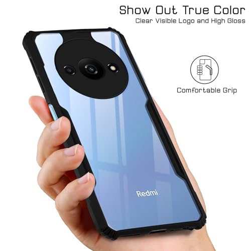 Image of Jkobi Back Cover Case for Xiaomi Redmi A3 2024 | Xiaomi Redmi A3x (Shockproof with Polycarbonate Clear Panel | Professional Black)