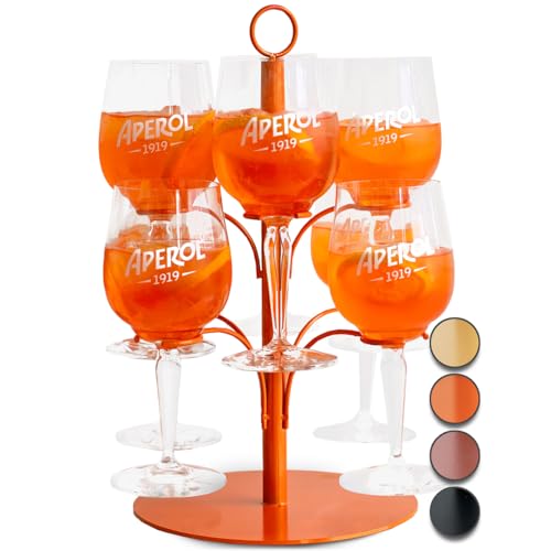 SpritzUpYourLife Aperol Tower ohne Montage - Aperol Ständer für 8 Gläser - Aperol Geschenk für Freundin - Geburtstagsgeschenk für Frauen - Alternative zur Aperol Spritz Maschine (orange)