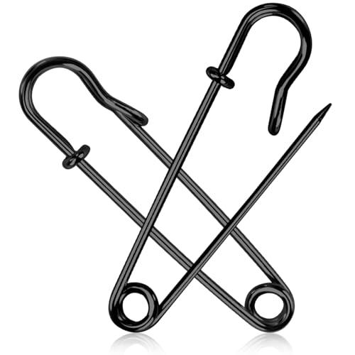 JAXICREY 20 Stück Sicherheitsnadeln Groß 90 mm Metall Sicherheitsnadel Große Sicherheitsnadeln Kiltnadel Large Safety Pins for Cardigan Dekorative Gegenstände Leinwand Decken (Schwarz)