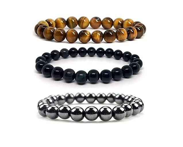ASTROGHAR Set Of 3 Tigers Eye Black Obsidian Hematite Triple Protection Crystal Bracelets For Men And Women (B0B5ZJ1LNW) Amazon Price History, Amazon Price Tracker