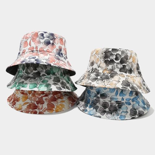 Image of Quanhaigou Bucket Hat for Men Women,Packable Reversible Printed Sun Hats,Fisherman Outdoor Summer Travel Hiking Beach Caps