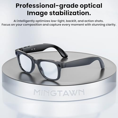 Mingtawn AI Smart Glasses 4K HD-Kamera, 270 mAh, 800 W Anti-Verwacklungs-Kamera-Brille mit Videoaufzeichnung, Dual-Mikrofon, Simultanübersetzung/GPT-Objektidentifizierung, (Photochrome Gläser)
