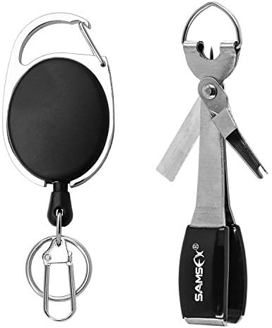 SAMSFX Fly Fishing Knot Tying Tool Quick Tie Nail Knots 4 in 1 Fly Fishing Nippers for Cutting Tippet with Zinger Retractors