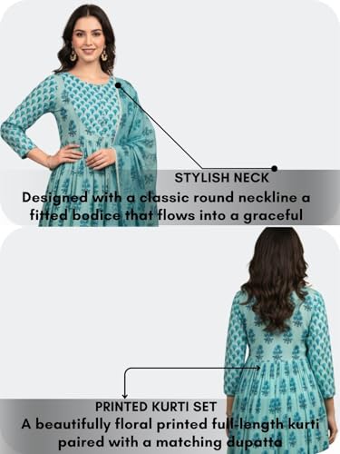 Image of Leriya Fashion Kurta Sets for Woman | Kurti Set for Woman | Anarkali Suit for Women | White Kurta Set for Women with Dupatta | Traditional Anarkali Salwar Suit for Party Outfits Kurtis