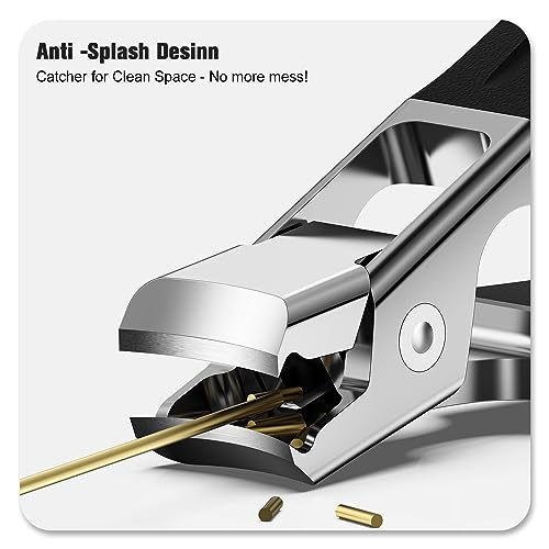 FERYES Nail Clippers for Thick Nails with Catcher, Soft Grip Rubber Handle Fingernail Clippers for Effortless Nail Care, Precision & Powerful Thick Nail Cutter for Senior, Men and Women - Image 3