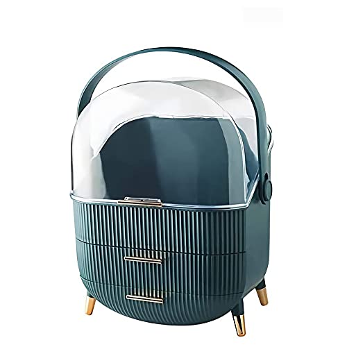 化粧品収納ボックス メイクボックス 化粧品ケース コスメ収納 化粧品ボックス 大容量 メイクケース蓋付き 防塵 防水 引き出し付き 浴室 洗面所収納 3段式 整理簡単 小物入れ 多機能 長持ち 浴室 洗面所 収納 オシャレ かわいい 3段式 グリーン