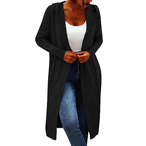 Manteaux de fourrure pour femmes gilet long à capuche manches longues noir XXL