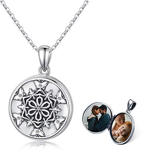 Collar con colgante de mariposa con forma de flor, caja de fotos, collar memoria plata ley 925 collar personalizado para mujeres y niñas, cadena Miss and Love conmemorar el tiempo que pasé con usted Cover