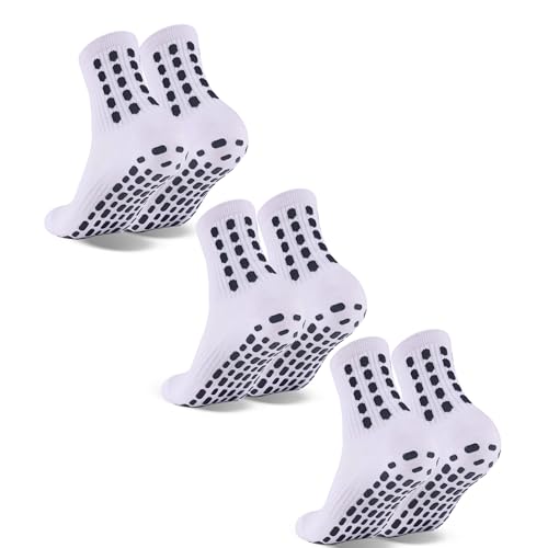 3 Pairs Kids Grip Soccer Socks Cushioned Non Slip Football Athletic Sports Socks for Boys Girls