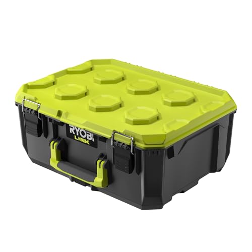 RYOBI - Boîte à Outils Medium LINK - RSL102 - Coffre Rangement Modulaire, Étanche IP65, Résistant Chocs, Compatible Mural