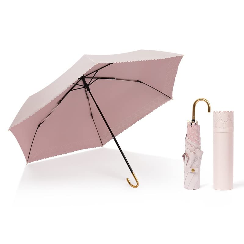 SUYGGCK Parapluie Femmes Simple Et Légère en Forme De Crochet Crochet Handle Protection UV À L'Épreuve des Intempéries-Pink