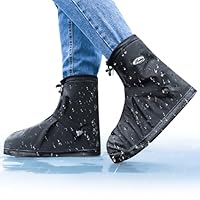 Wasserdicht Fahrrad Schuhüberzieher, rutschfeste Faltbare Regenschutz Schuhe mit Reißverschluss Reflektierenden Streifen für Herren Damen Rennrad MTB Uberschuhe Winddichte Rennradschuhe(L)