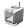 Upgraded Fully Enclosed Cat Litter Box with Lid, Covered Cat Box Enclosure, Anti-Splashing Easy to Clean Kitty Litter Boxes with Drawer, 3 Modes can Use from Kitten to Adult(White&Grey)