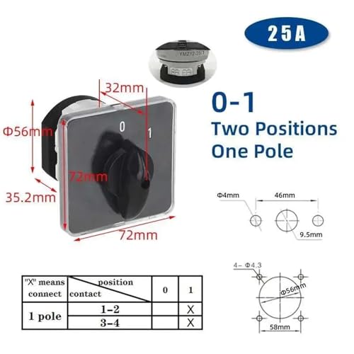 Interrupteur inverseur YMZ12-25A commutateur multi-positions - 2