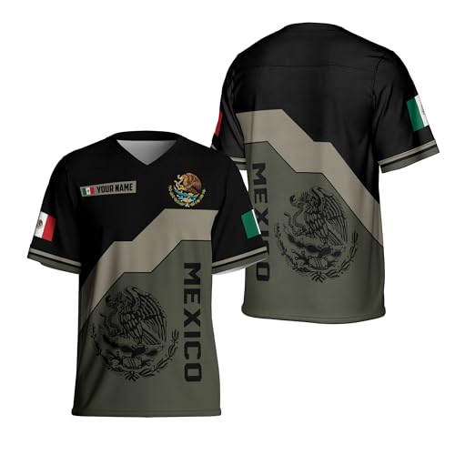 Artparel Custom Mexico Soccer Jersey Mexican Flag Jerseys Sports Shirt Mexico Soccer Shirts for Men Mexico Eagle Flag Jersey (Polyester, MXC13)