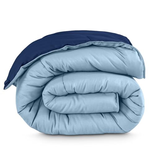 Bare Home Queen Comforter - Reversible Colors - Goose Down Alternative - Ultra-Soft - Premium 1800 Series - All Season Warmth - Bedding Comforter (Queen, Dark Blue/Light Blue)