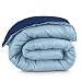 Ultra-Soft Premium 1600 Series Goose Down Alternative Reversible Comforter - Hypoallergenic - All Season - Plush Fiberfill (Full/Queen, Dark Blue/Light Blue)