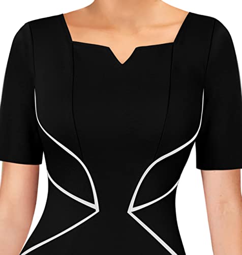 VFSHOW Womens Notch V Neck Work Office Business Bodycon Pencil Sheath Dress3