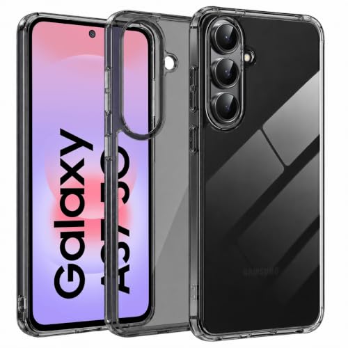 Image of VONZEE Compatible with Samsung Galaxy A37 5G Back Cover Case Clear,[ Anti Yellow ][Military Grade Protection] Hard PC Back Cover Transparent-Black