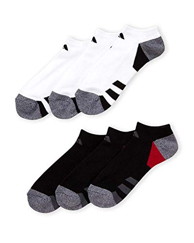 adidas Athletic Cushioned No Show Socks (6-pair) Socks (Large, Black/White)