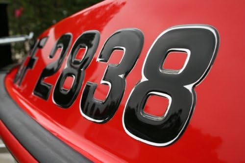 Boat & Jetski Registration Numbers - Domed/Raised Decal (16 pcs) Black Center/Chrome Outline (Wake Series)