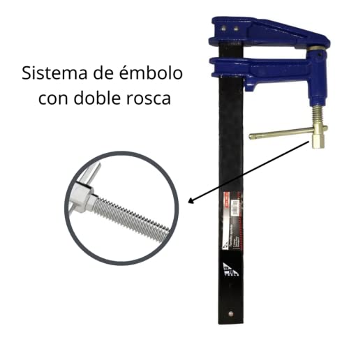 2 Piezas Tornillo de apriete con de barra de acero y tornillo de fácil liberación. Sistema de émbolo con doble rosca. Sargento fabricado en acero, con barra dentada para mas seguridad. 120x300mm