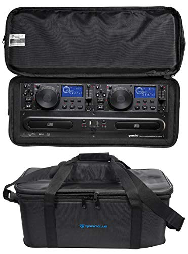 Gemini CDX-2250i Pro DJ Dual Two Deck Rack Mount CD/MP3 Media Player w/ USB Bundle with Rockville RRB40 4U Rack Bag Double-Sided Case with 12' Depth with Shoulder Strap