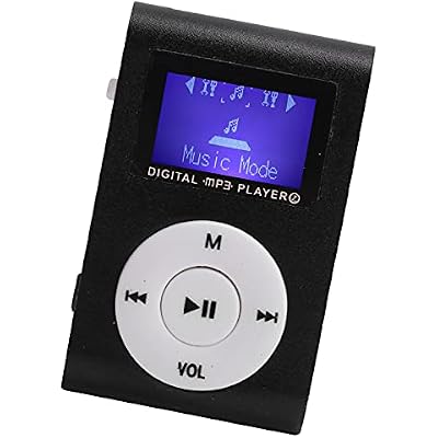 Zyyini MP3 Player, Portable LCD Mini Screen MP3 Player Digital MP3 Player with Sports BackClip Player with Earphone,Support Memory Card (Black)