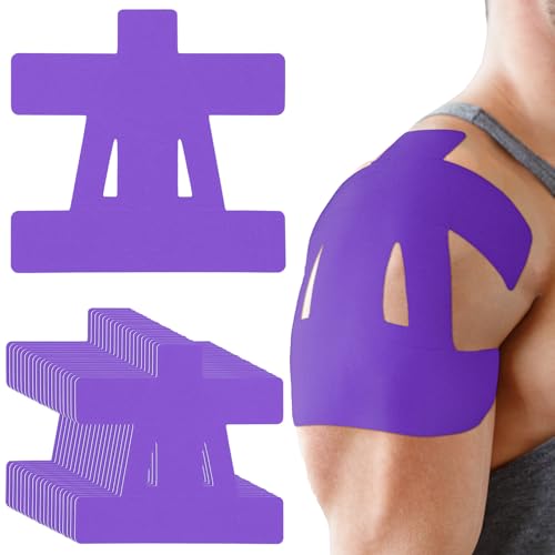 Image of 20 Count Kinesiology Tape for Shoulder Pain Relief Pre Cut Sports Waterproof Breathable Enhance Elastic Kinesiology Athletic Tape for Shoulder Support and Muscle Baseball Sports(Purple)