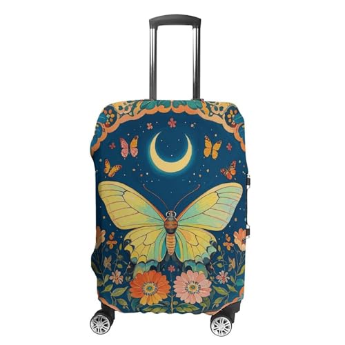 Butterfly Flower Tapestry Elastic Luggage Cover Suitcase Protector for 19-32 Inch Suitcases | Universal Stretchable Travel Bag Cover | Anti-Scratch, Washable with Zipper Closure S