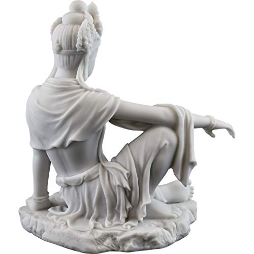 Top Collection Water & Moon Quan Yin Royal Ease Pose Statue- Buddhist Kwan Yin Goddess Of Compassion And Mercy Sculpture In White Marble Finish - 7.25-Inch Collectible Figurine #TOP2