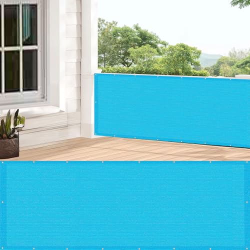 GUOJUN Pantalla Privacidad Balcón 105 x 570 cm Protección UV, Prueba de Viento, Transpirable Protector de Visión para Balcón Protección de Privacidad para Exterior Jardín, Azul Cielo