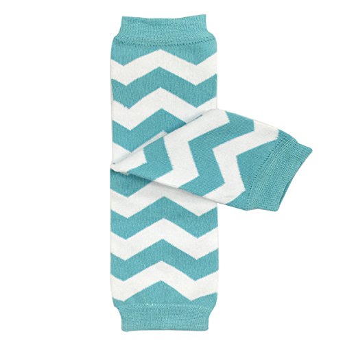 ALLYDREW Stripes, Polka Dots & Chevron Baby Leg Warmer & Toddler Leg Warmer for Boys & Girls, Teal & White Chevron