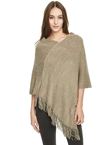 MANRA Women V-Neck Poncho with Tassels Knitted Fringed Sweater Pullover Cape for winter (SC 61)-picture-13