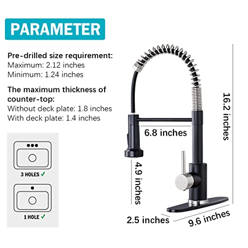 Hgn Kitchen Faucet With Pull Down Sprayer Single Handle Lever Spring Kitchen Sink Faucets #TOP6