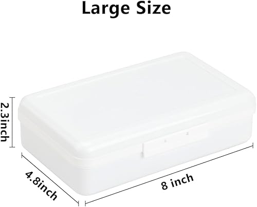 Miniatura 2 de Caja de lápices de plástico blanco, estuche para lápices, cajas de lápices de gran capacidad con tapa hermética, contenedores de almacenamiento de