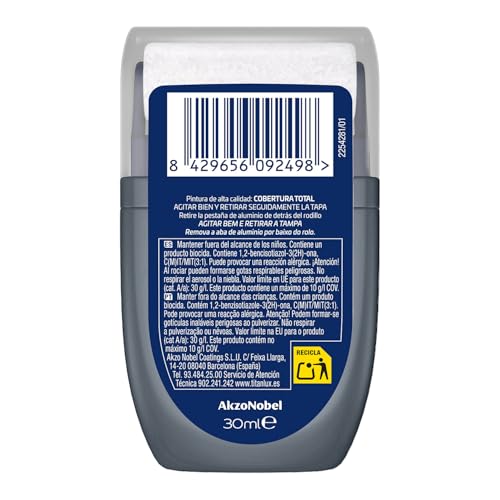 Miniatura 2 de Titanlux Rodillo Pintura Retoca Paredes, Manchas, Garabatos, Rozaduras, Pequeñas Humedades, Blanco 30ml Paquete De 2