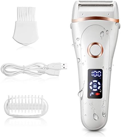 AUCEE Electric Razor for Women,Wet & Dry Rechargeable Cordless Painless Lady Electric Shaver Body Hair Remover for Legs Underarms and Bikini Trimmer for Women with LED Battery Life Display
