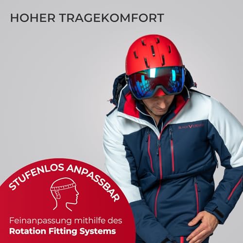 BLACK CREVICE Skihelm Vail I Skihelm mit Visier im Pilotenstyle I Skihelm Herren & Damen I Skihelm...